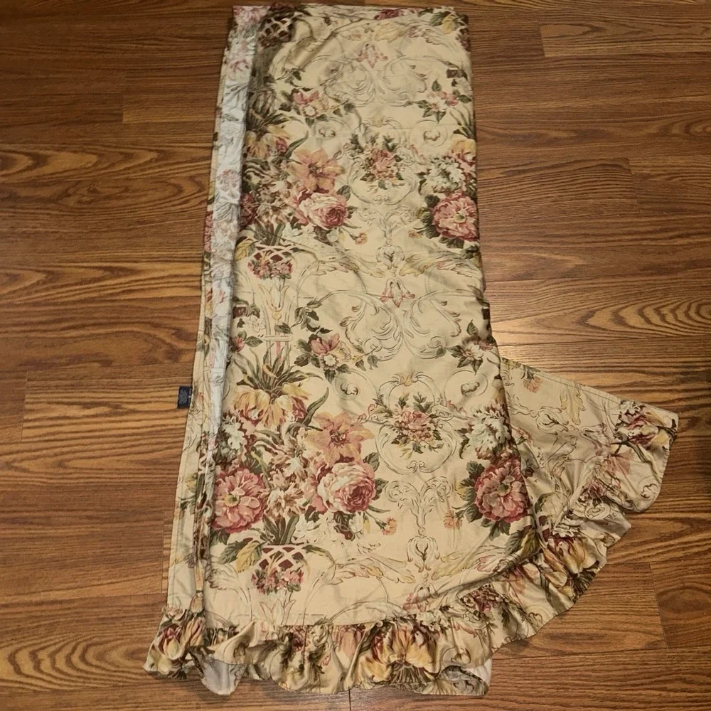Ralph Lauren Flat KING Sheet Guinevere Aragon Medieval Ruffled Floral Blue Label